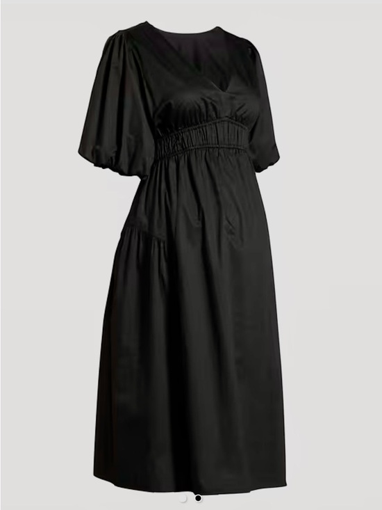 Old Navy Dresses & Skirts - Maternity Old Navy Black Waist-Defined Midi. Elbow Length Puff Sleeves Size XL